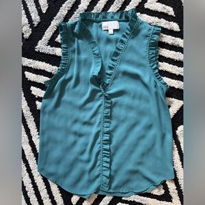 Nordstrom Rack Teal Ruffled Sleeveless Blouse